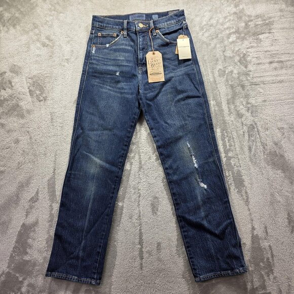 Lucky Brand Jeans Womens 4 27 Blue Authentic Straight Crop Mid Rise Distressed - Picture 1 of 15